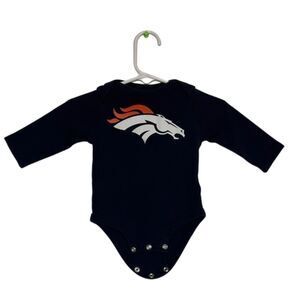 NFL Denver Broncos Football One Piece Button Long Sleeve Jersey Baby 0/3 Months
